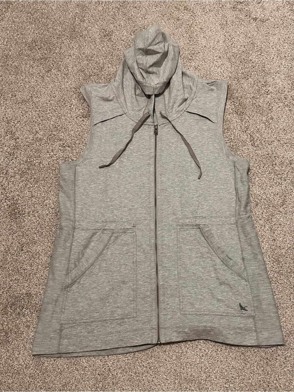 Eddie Bauer Light Gray Sleeveless Zip Hoodie Vest